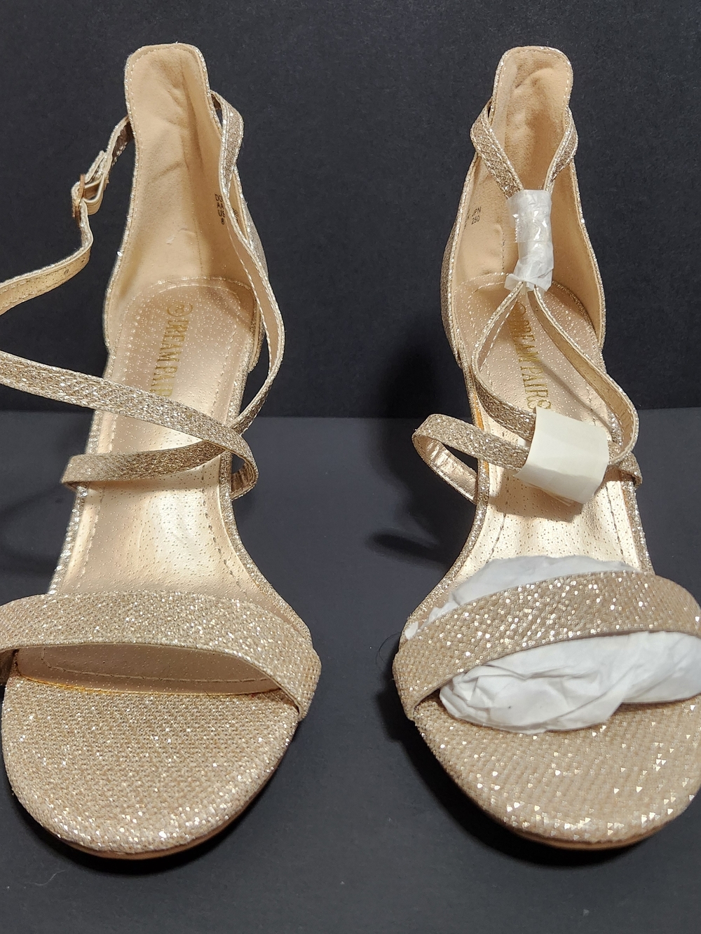 Dream Pairs Glitter Gold Strappy Ankle-Heel Sandals